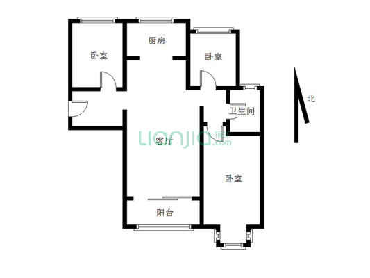 德新公园旁，精装修三居室，适合一家三代人居住。-户型图