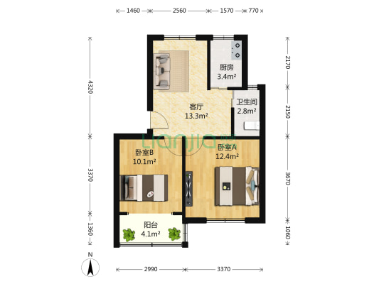 万寿路57弄 2室1厅1卫 62平方