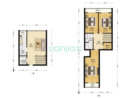 时尚家园 3室1厅2卫 160平方