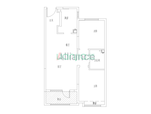 桃源新都孔雀城 2室2厅 南 北-户型图