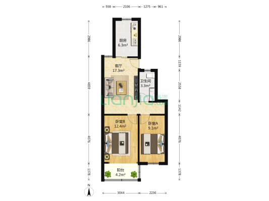 大关西四苑 2室1厅1卫 67平方
