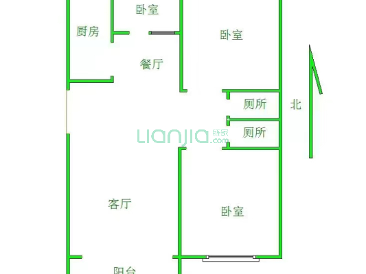 火车站电梯小高层  三室户型  130平-户型图