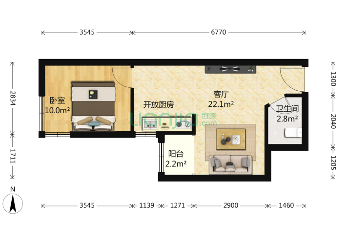 住欣家园 1室1厅1卫 50㎡ 户型
