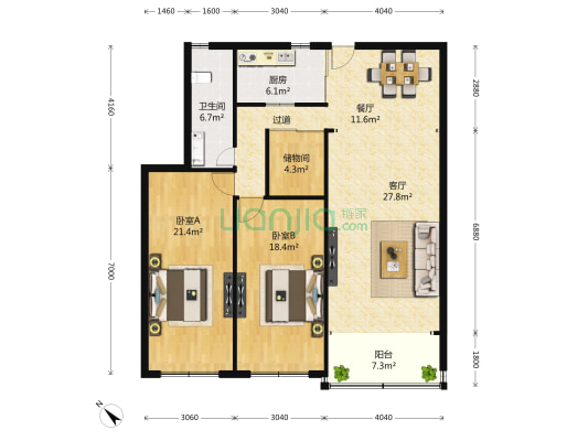 康定汽车公寓 2室2厅1卫 132平方
