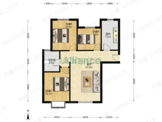 小区环境优美， 绿化高，人车分流，出京进京很方便-户型图