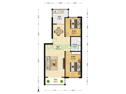 葵英小区 2室1厅1卫 102平方