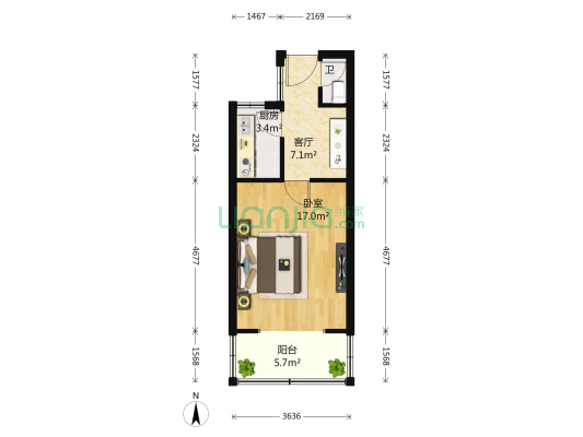 甜水园西里 1室1厅1卫 41平方