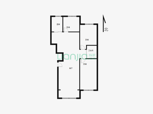 美居棕榈园小区 电梯124.9平 南北通透三居室-户型图