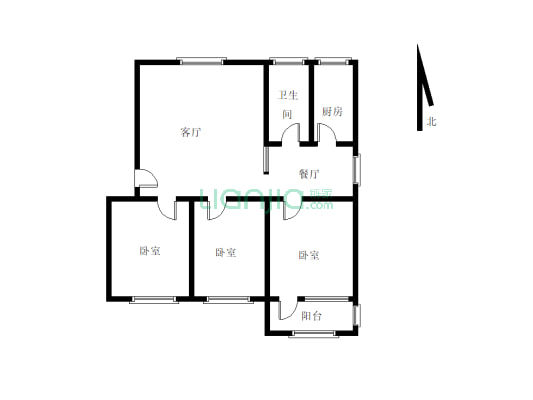 一中旁，步梯房三室，三室朝阳，居住舒适-户型图