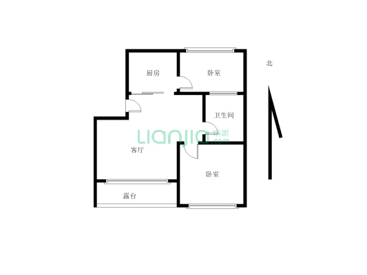 房子过户小税，，两室，纯平顶，带两个大平台，简装-户型图