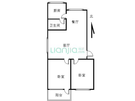 东坝东城实验旁,标准两室,二楼,采光明亮-户型图