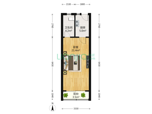 中山北路1321弄 1室0厅1卫 42平方