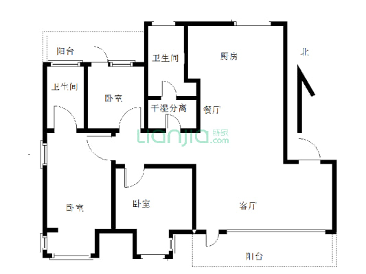 京汉君庭步梯洋房  精装修 拎包入住 居住舒适空间大-户型图