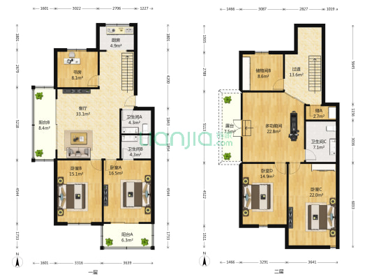 颐景园 6室1厅3卫 113平方