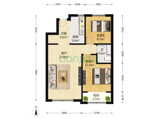 盛世华章 2室1厅1卫 93平方