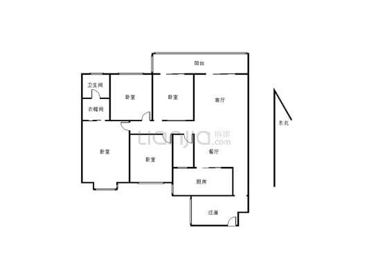 上层境界4室2厅1厨2卫户型方正格局好适合居住-户型图