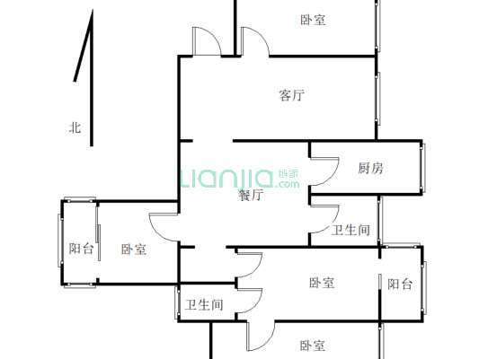 此房四室两厅两卫162平方，适合老人和孩子居住-户型图