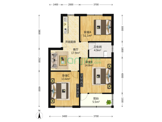 欧高路138弄 3室1厅1卫 81平方