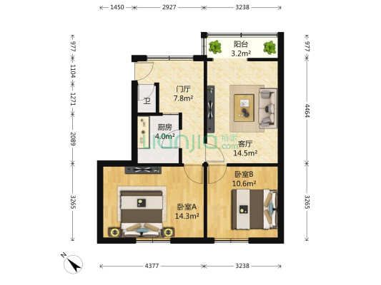 四川交通运输职业学校 2室1厅1卫 70平方