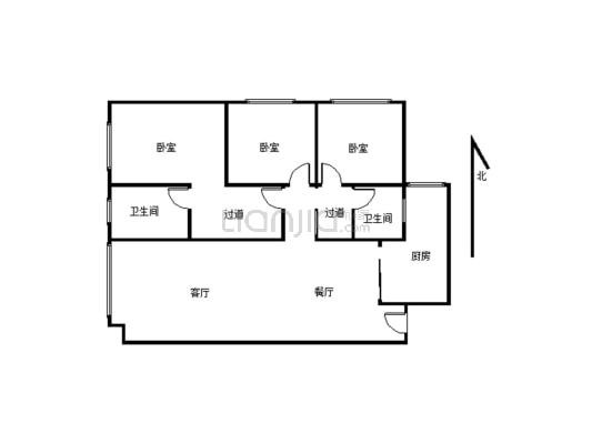 河东大型小区，精装三室，房东真材实料装修-户型图