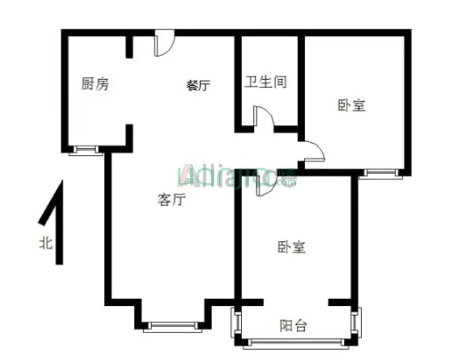 水岸花城 2室2厅 南-户型图