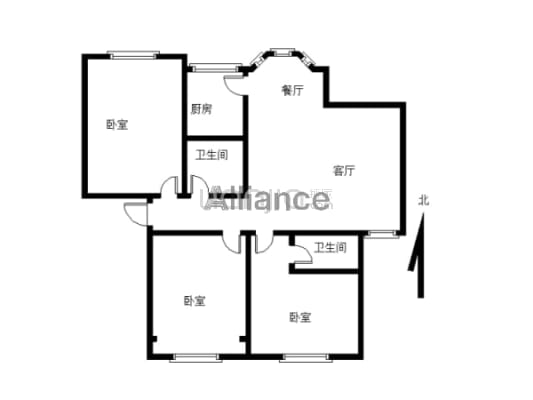 兴隆县城燕隆秀水小区三居两卫好房出售-户型图