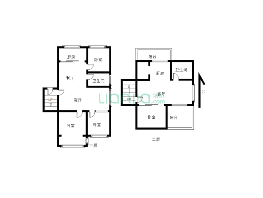 6+7 两层 使用面积180平 06年 房主诚心卖松州园-户型图
