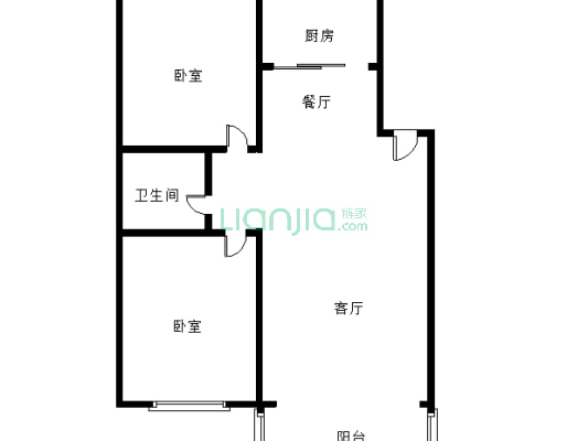 物探三号院 永安小区 新楼 低楼层 大两居-户型图