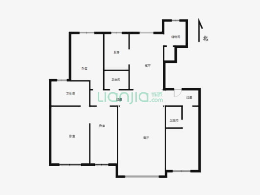 首府公馆 4室2厅 南 北-户型图