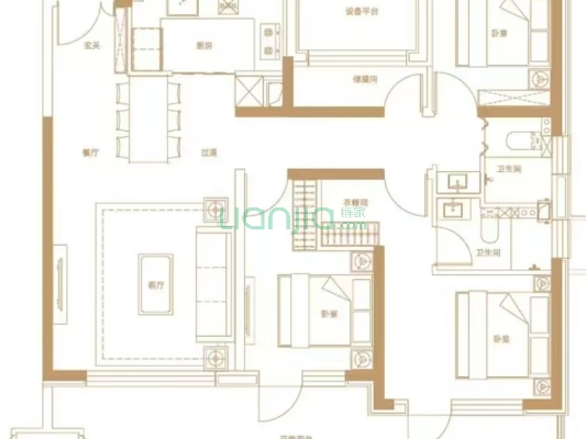 中冶未来城二期125平三居双卫68万-户型图