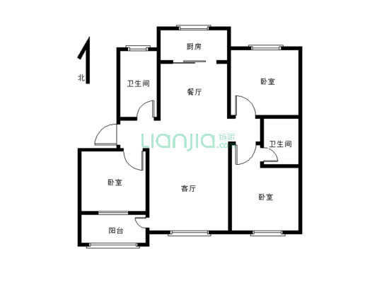 此小区是三室两厅一厨两卫128平方带车库-户型图