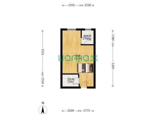 惠友旺角朝北一居室火车站旁出行方便-户型图