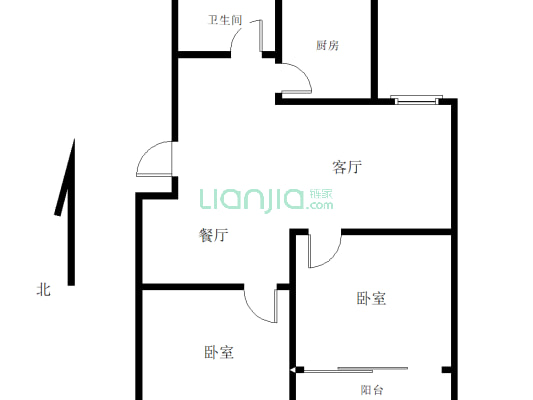 东鑫苑87.6平方两室两厅有证有暖，随时可过户-户型图