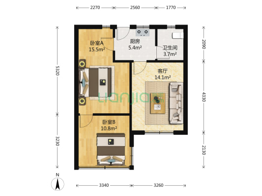 凌兆新村(上浦路606弄) 2室1厅1卫 64平方