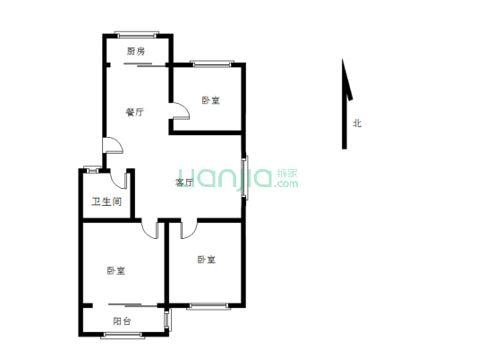 翰林文苑步梯三楼三室，带大平台，可以当小院用-户型图