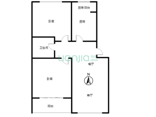 火车站 南关 南北通透大两居中上好楼层有电梯-户型图