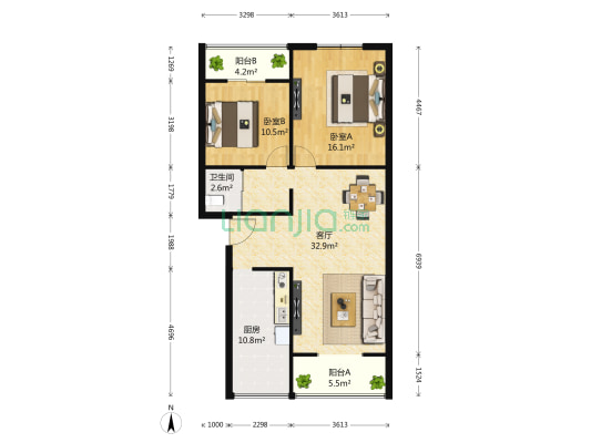 绿谷雅园 2室1厅1卫 102平方