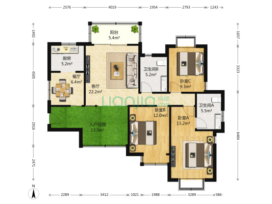 世纪城豪江苑 3室2厅2卫 123平方