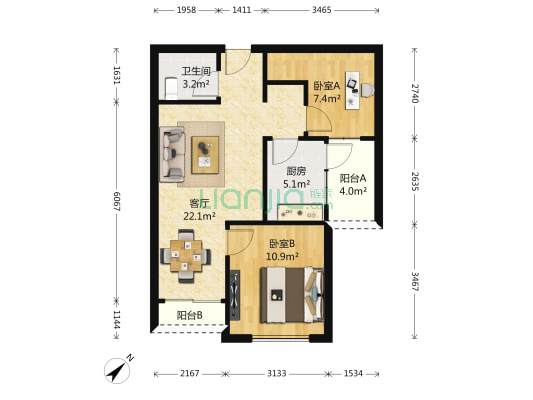 万科缇香郡 2室1厅1卫 72平方