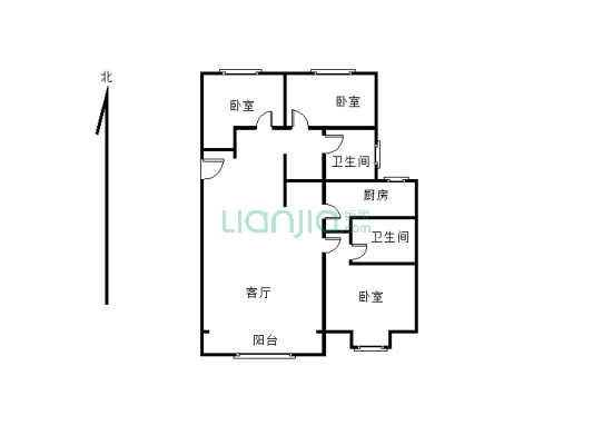 富力·尚悦居 3室1厅 南-户型图
