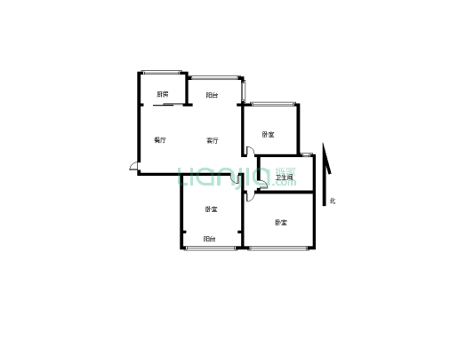 荣域小区三室两厅精装修拎包入住-户型图