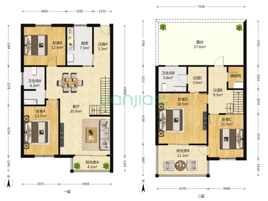 新时代景庭 4室1厅2卫 168平方