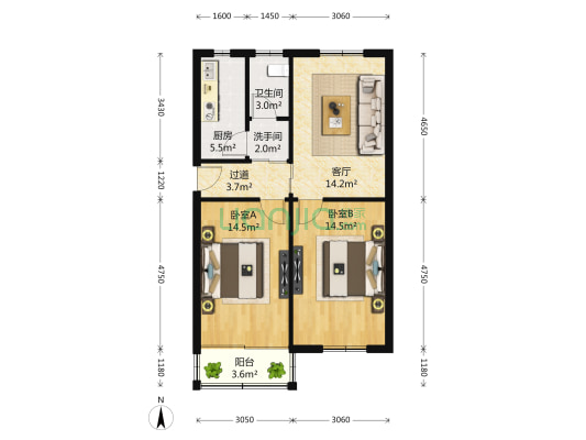船舫巷 2室1厅1卫 79平方