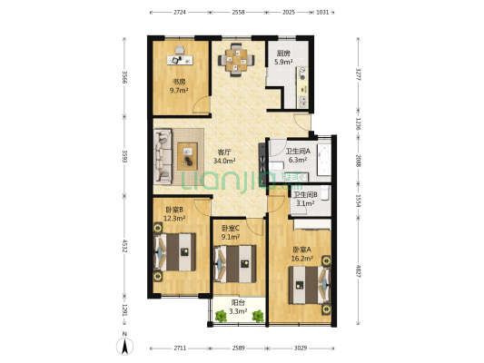 求智弄 4室1厅2卫 118平方