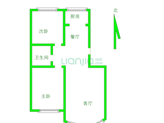 玉萍岛小区精装修两居，无遮挡一楼，户型方正-户型图