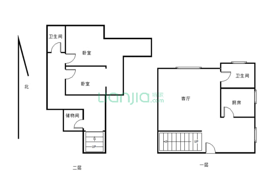 千田新开元毛坯现房，双层设计，两室两厅，可以首付-户型图