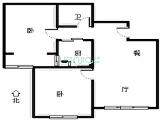 房本满二 全天采光 一点遮挡都没有，楼层高-户型图