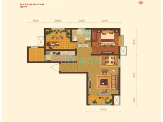 鸿坤理想湾 2居室 环境好 采光好 南北通透格局-户型图
