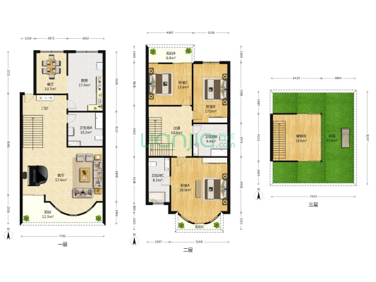 中华园锦苑 3室2厅3卫 238平方