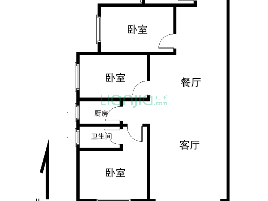 康旭东城电梯新房纯南户三室二厅双卫单价4200买现房-户型图